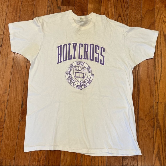 Screen Stars Other - Vintage 80s Retro Holy Cross College Collegiate Insignia Adult T-Shirt Tee 3XL